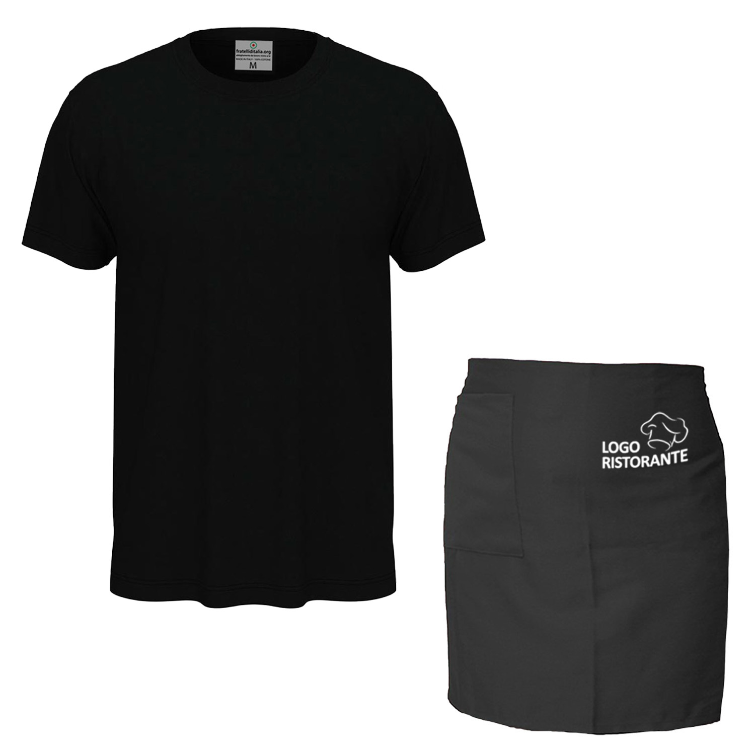 Customizable Chef Kit for Kitchen with Short Apron and Cotton T-shirt